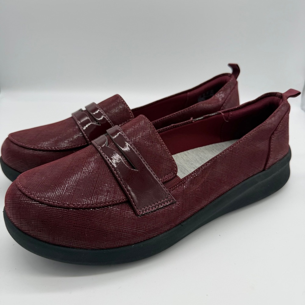 Clarks Cloudsteppers Ayla Form Burgundy Penny‎ Loafers Shoes Womens 12 W
